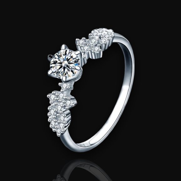 Certified 1/2ct. t.w. Diamond Engagement Ring 18k White Gold over Italy Silver - Picture 1 of 16